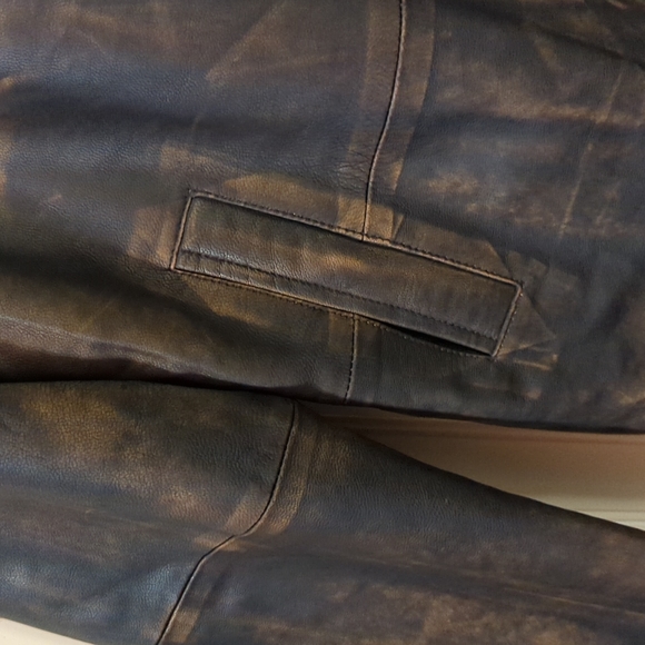 Distressed Brown Real Cowhide Leather Jacket - Picture 4 of 7